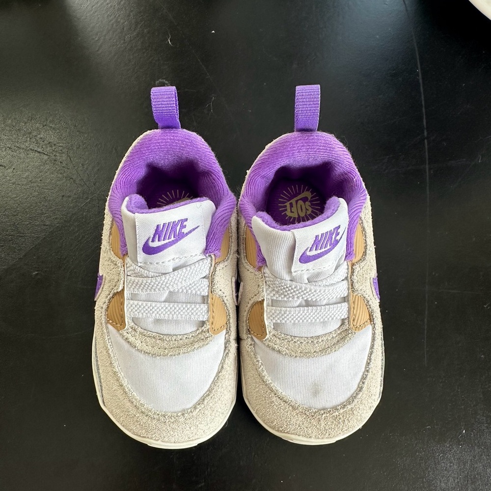 Nike Kids Sneakers - White, Purple, and Tan